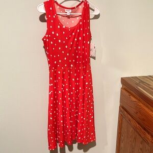 NWT LuLaRoe Nicki Red and White Polka Dot Dress with Pockets